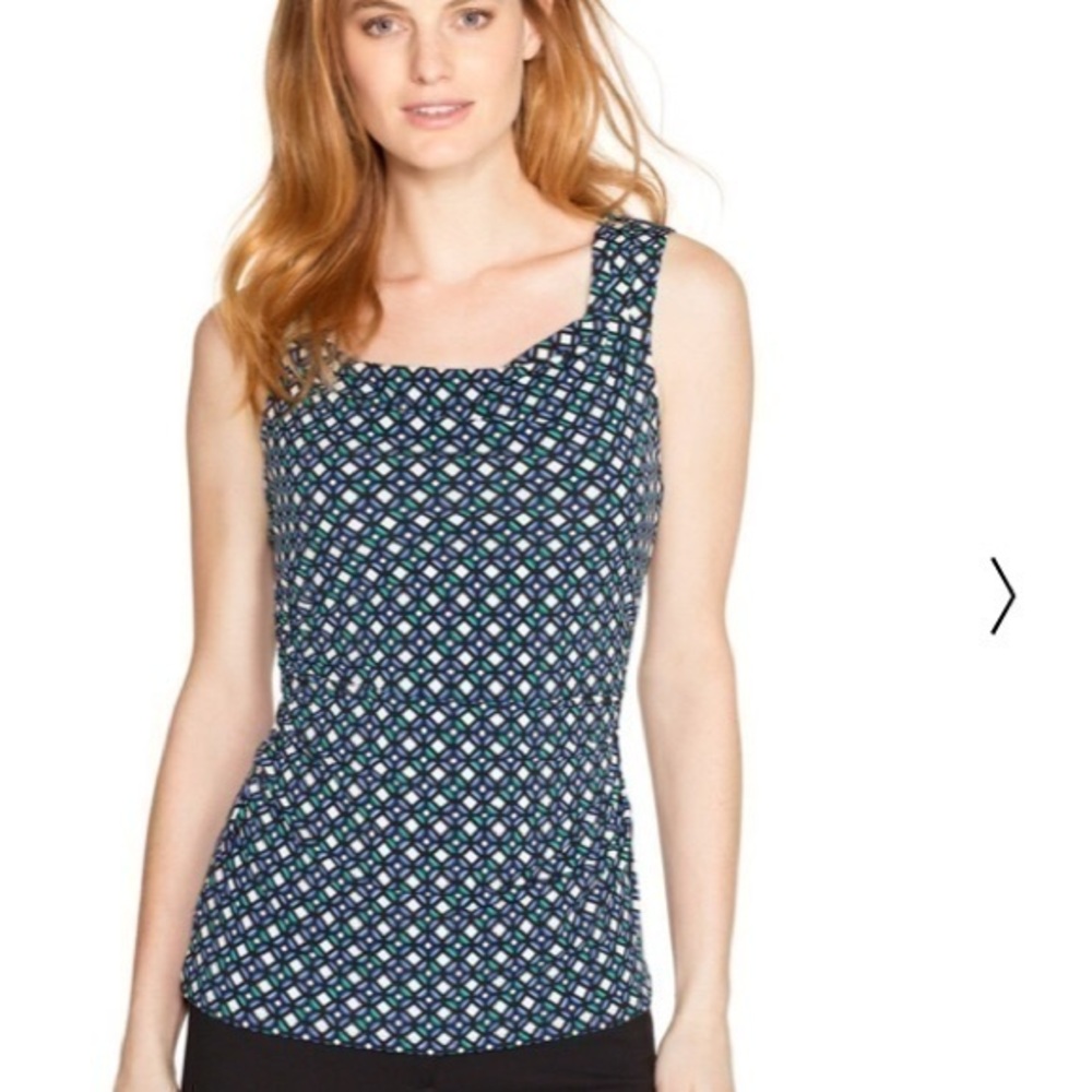 White House black market painted blue green white shell top